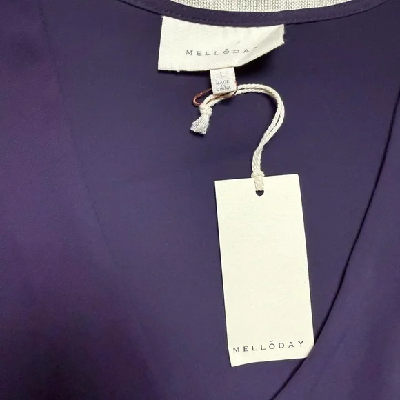 Melloday Purple Sleeveless Button Up Blouse Vest Womens Size Large NWT - Picture 3 of 6